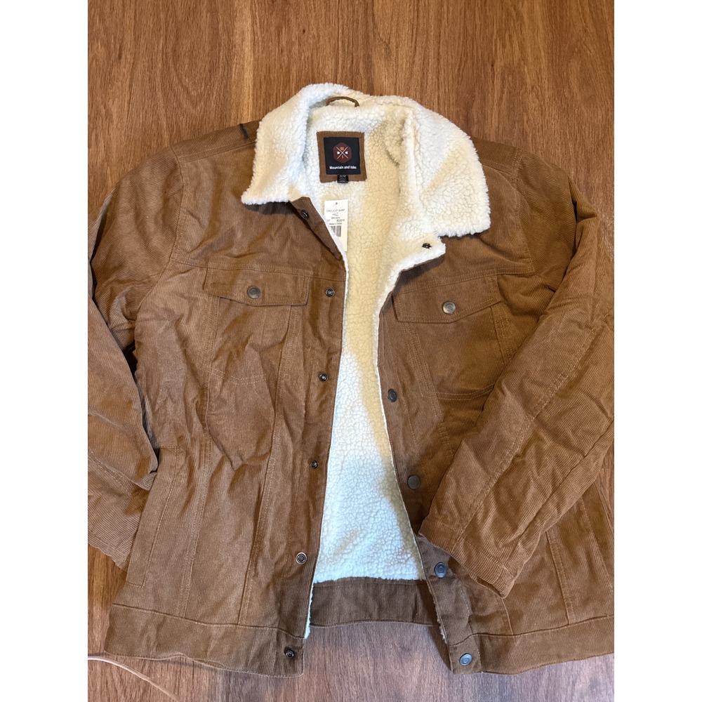 Mountain and Isles Mens Brown Corduroy Sherpa Lined Trucker Jacket Sz Medium NEW